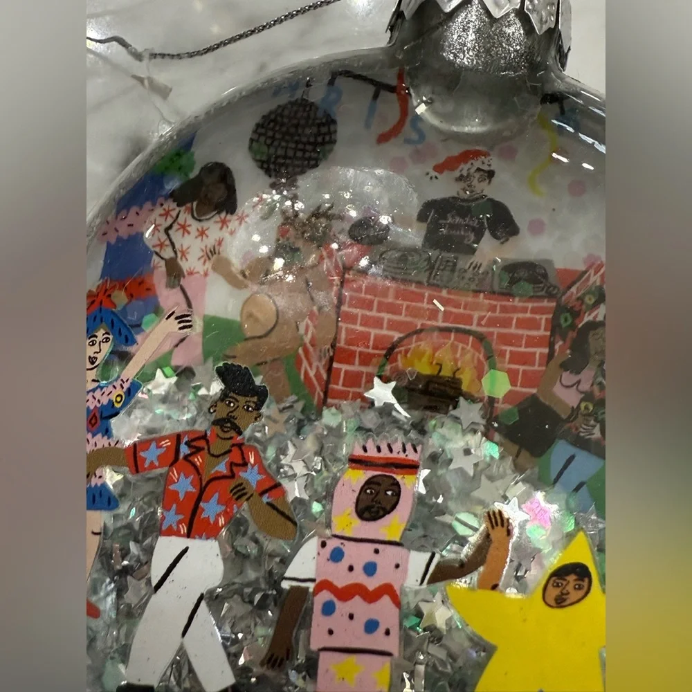 NWT Lucy Kirk Glass Colorful Rave DJ Christmas Ornament - Picture 4 of 6